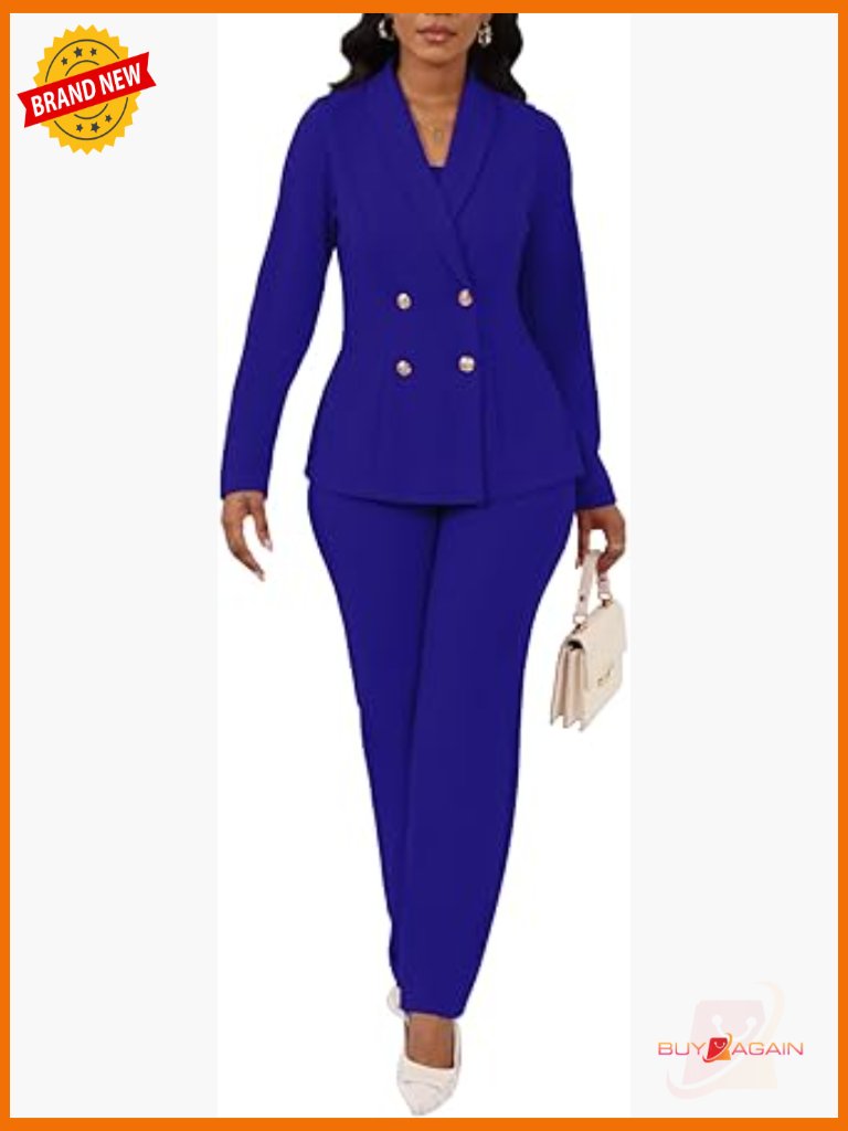 3 Piece Pant Suit Set Blazer Cardigan Long Sleeve Business Casual Work Office